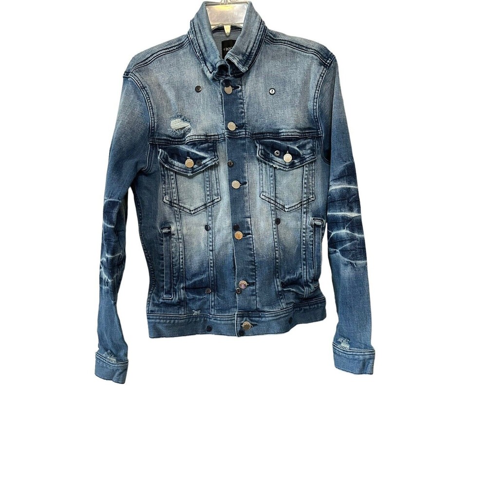 rockstar original jacket distressed denim size small  button front